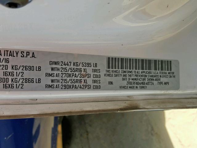 ZFBERFAB4H6E48724 - 2017 RAM PROMASTER 白色 照片 10