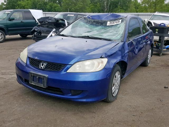 1HGEM22345L029182 - 2005 HONDA CIVIC DX V BLUE photo 2