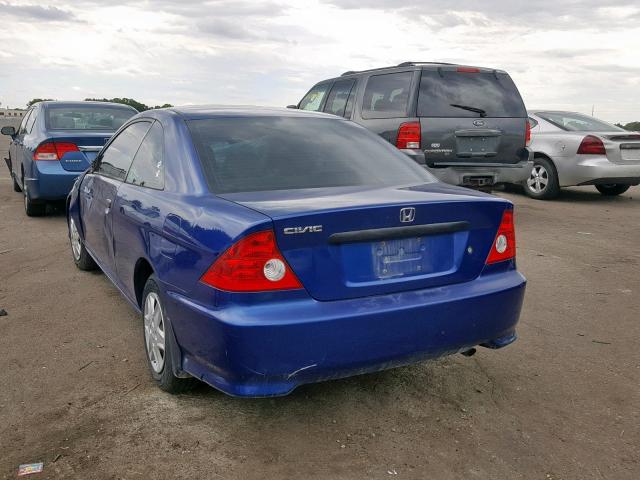 1HGEM22345L029182 - 2005 HONDA CIVIC DX V BLUE photo 3