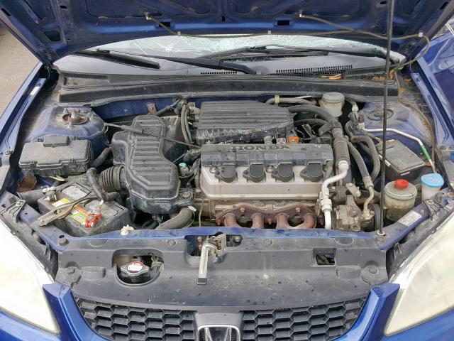 1HGEM22345L029182 - 2005 HONDA CIVIC DX V BLUE photo 7