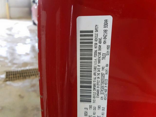 3D7KS26T59G553287 - 2009 DODGE RAM 2500 RED photo 10