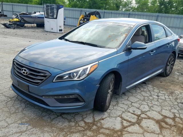 5NPE34AF7FH193704 - 2015 HYUNDAI SONATA SPO BLUE photo 2