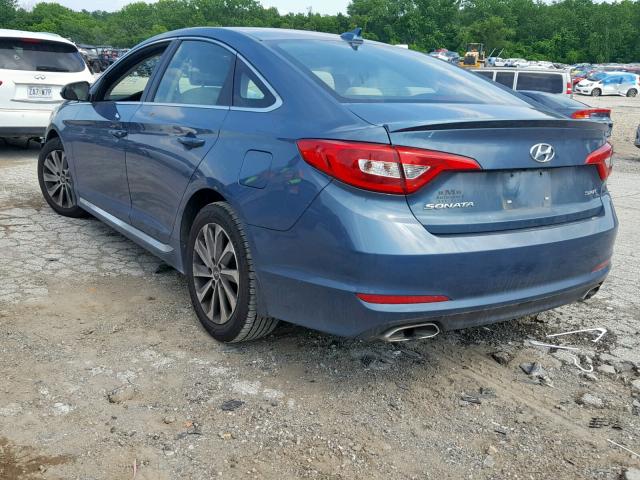 5NPE34AF7FH193704 - 2015 HYUNDAI SONATA SPO BLUE photo 3