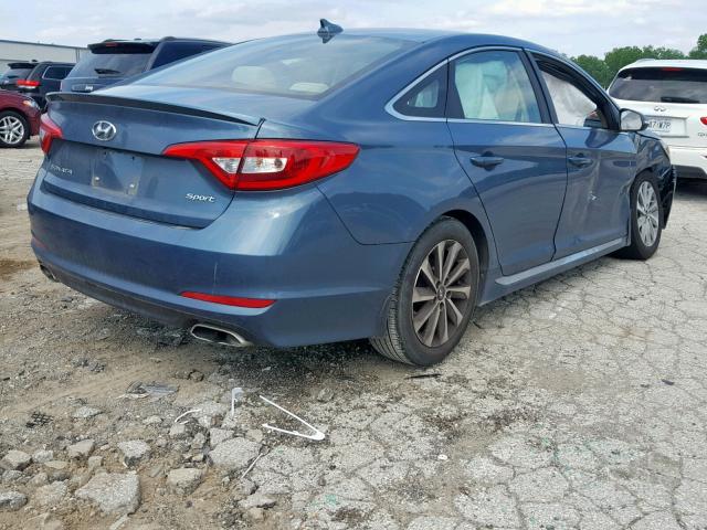 5NPE34AF7FH193704 - 2015 HYUNDAI SONATA SPO BLUE photo 4