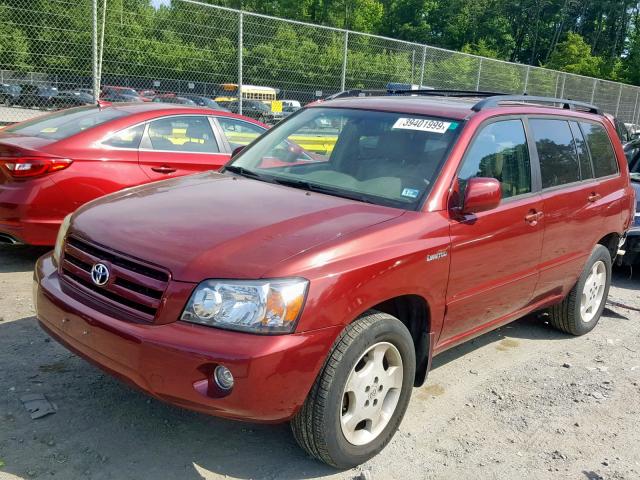 JTEEP21A160142687 - 2006 TOYOTA HIGHLANDER BURGUNDY photo 2