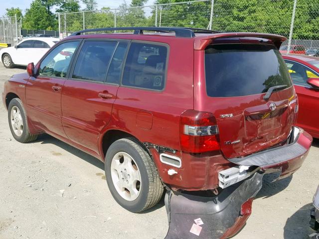 JTEEP21A160142687 - 2006 TOYOTA HIGHLANDER BURGUNDY photo 3