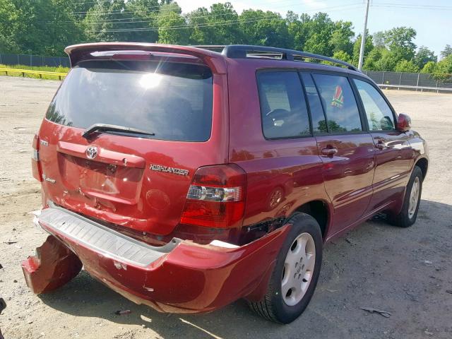 JTEEP21A160142687 - 2006 TOYOTA HIGHLANDER BURGUNDY photo 4