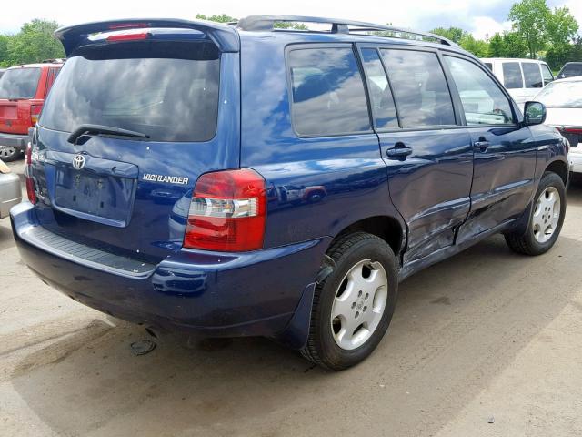 JTEEP21A860138474 - 2006 TOYOTA HIGHLANDER BLUE photo 4