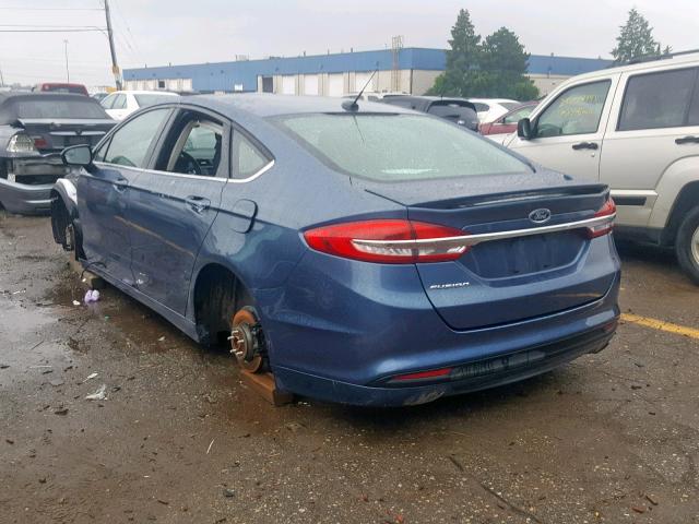 3FA6P0G72JR180355 - 2018 FORD FUSION S BLUE photo 3