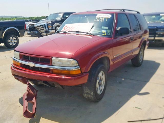 1GNDT13X83K181307 - 2003 CHEVROLET BLAZER BURGUNDY photo 2