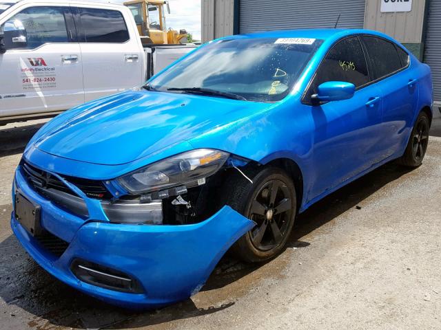 1C3CDFBB8GD755617 - 2016 DODGE DART SXT BLUE photo 2