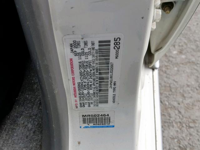 JA4MW51RX1J022667 - 2001 MITSUBISHI MONTERO LI WHITE photo 10