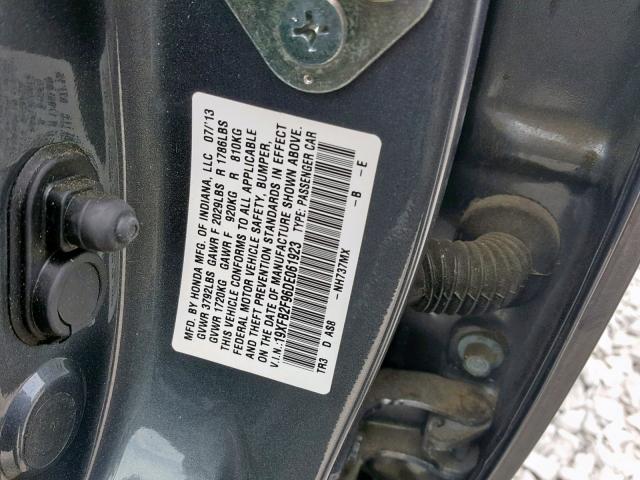 19XFB2F96DE061923 - 2013 HONDA CIVIC EXL 灰色 照片 10