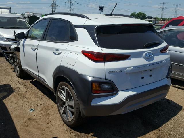 KM8K3CA59JU098592 - 2018 HYUNDAI KONA LIMIT WHITE photo 3