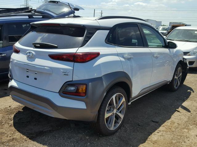 KM8K3CA59JU098592 - 2018 HYUNDAI KONA LIMIT WHITE photo 4