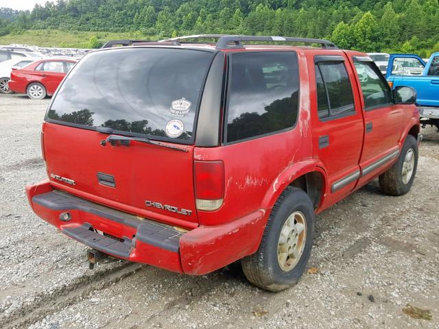 1GNDT13W9Y2347624 - 2000 CHEVROLET BLAZER RED photo 4