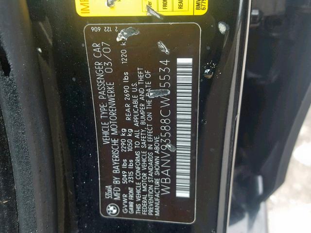 WBANV93588CW55534 - 2008 BMW 535 XI BLACK photo 10