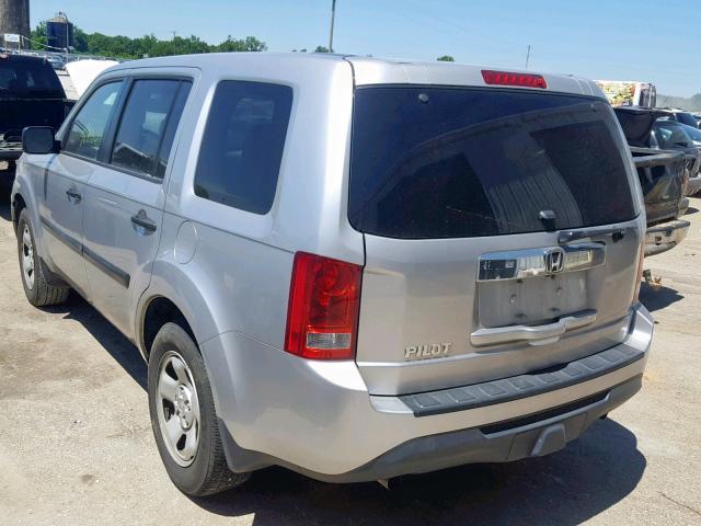 5FNYF3H29DB037869 - 2013 HONDA PILOT LX SILVER photo 3