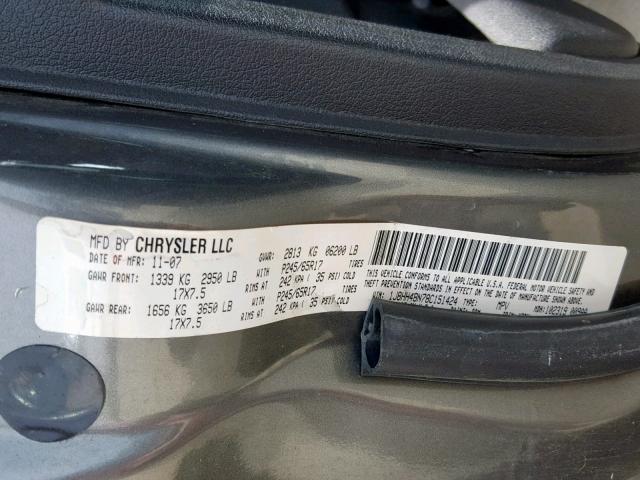 1J8HH48N78C151424 - 2008 JEEP COMMANDER GRAY photo 10