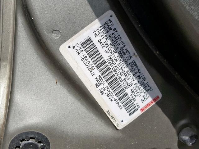 JT8BF28G0W5023292 - 1998 LEXUS ES 300 GRAY photo 10