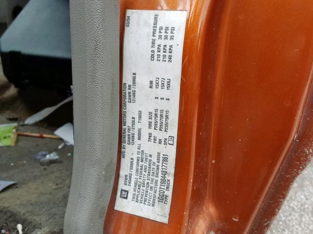 1GCDT198448177861 - 2004 CHEVROLET COLORADO ORANGE photo 10