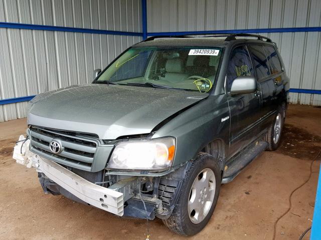 JTEEP21A350100357 - 2005 TOYOTA HIGHLANDER GREEN photo 2