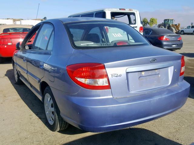 KNADC125556370613 - 2005 KIA RIO BLUE photo 3