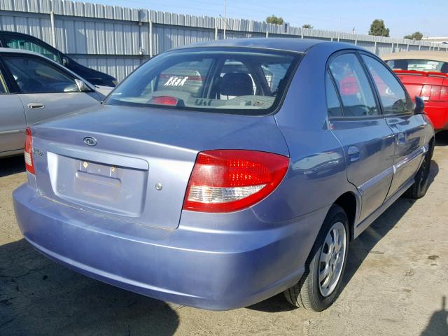 KNADC125556370613 - 2005 KIA RIO BLUE photo 4