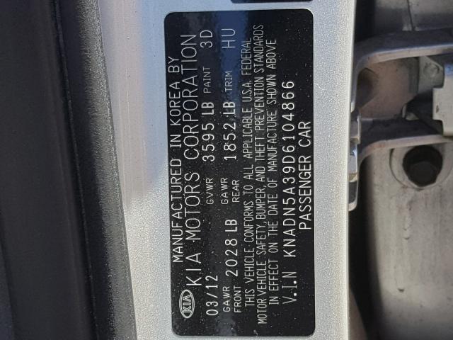 KNADN5A39D6104866 - 2013 KIA RIO EX SILVER photo 10