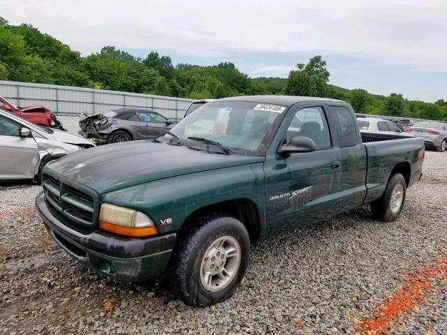 1B7GL22X9YS592767 - 2000 DODGE DAKOTA GREEN photo 2