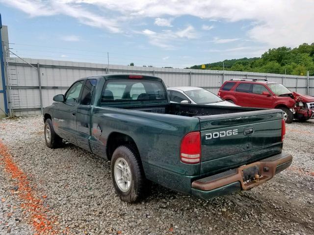 1B7GL22X9YS592767 - 2000 DODGE DAKOTA GREEN photo 3