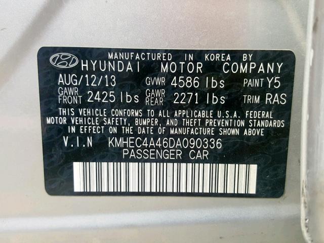 KMHEC4A46DA090336 - 2013 HYUNDAI SONATA HYB SILVER photo 10