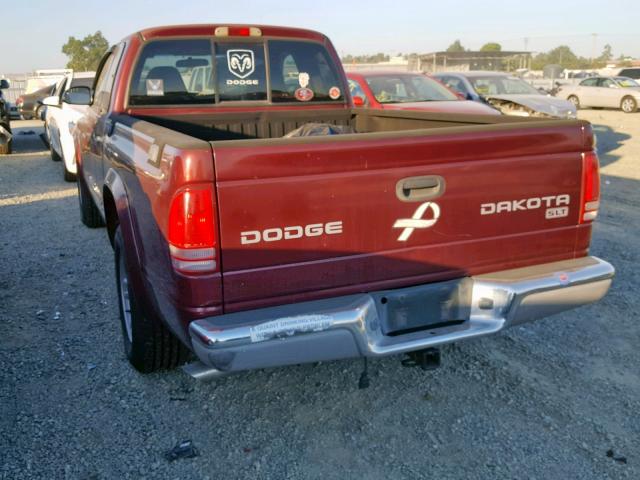 1D7GL42N53S105539 - 2003 DODGE DAKOTA SLT RED photo 3