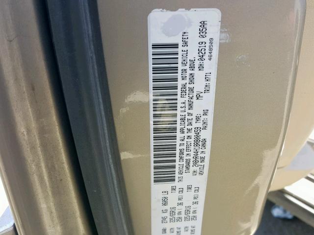 2A8HR44H18R800459 - 2008 CHRYSLER TOWN & COU GOLD photo 10