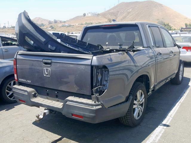 5FPYK2F24HB003313 - 2017 HONDA RIDGELINE GRAY photo 4