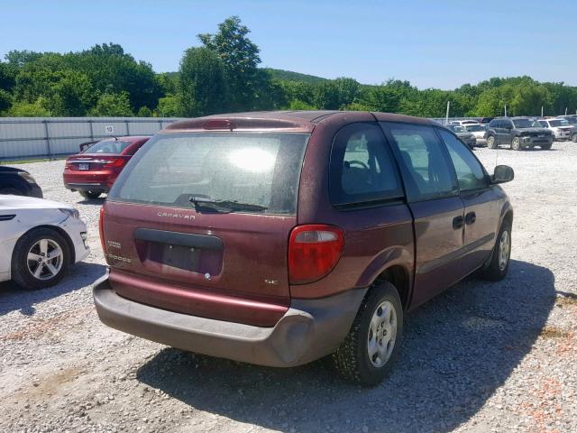 1D4GP25373B157609 - 2003 DODGE CARAVAN SE MAROON photo 4