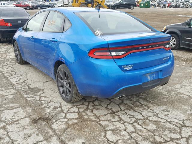 1C3CDFBB7FD391012 - 2015 DODGE DART SXT BLUE photo 3