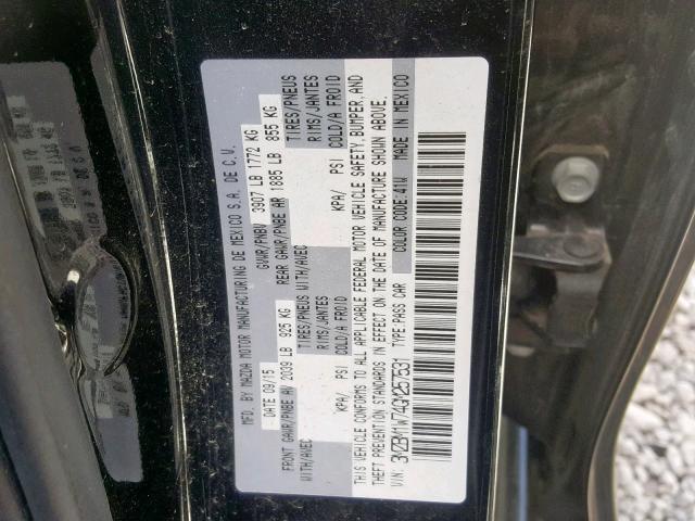 3MZBM1W74GM257531 - 2016 MAZDA 3 TOURING BLACK photo 10