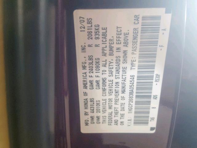 1HGCP26838A054546 - 2008 HONDA ACCORD EXL MAROON photo 10