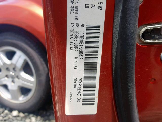 1B3HB48B47D381012 - 2007 DODGE CALIBER SX ORANGE photo 10