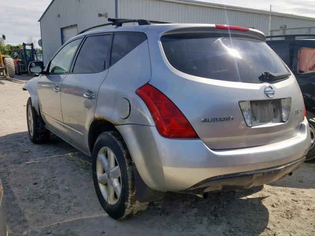 JN8AZ08W53W235423 - 2003 NISSAN MURANO SL SILVER photo 3