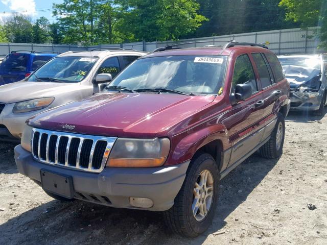 1J4GW48N72C184840 - 2002 JEEP GRAND CHER MAROON photo 2