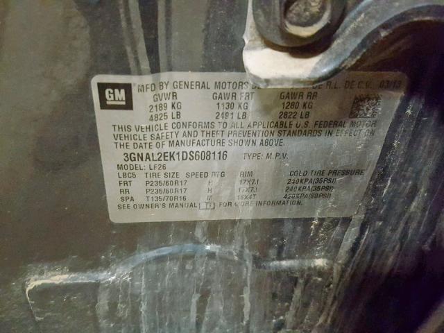 3GNAL2EK1DS608116 - 2013 CHEVROLET CAPTIVA LS 灰色 照片 10