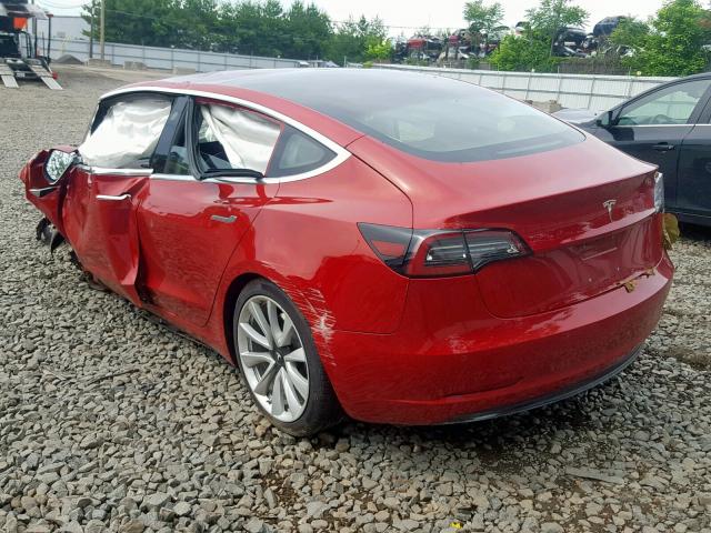 5YJ3E1EB8JF117262 - 2018 TESLA MODEL 3 RED photo 3