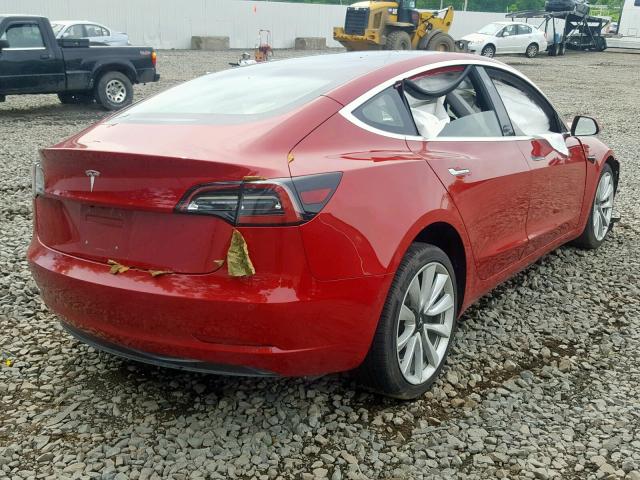 5YJ3E1EB8JF117262 - 2018 TESLA MODEL 3 RED photo 4