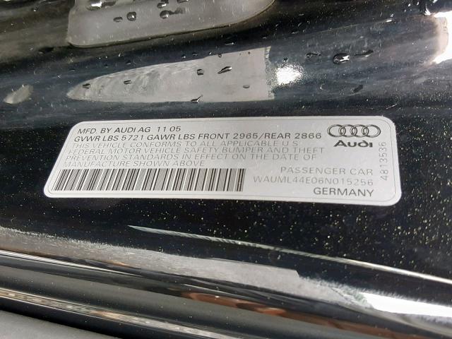 WAUML44E06N015256 - 2006 AUDI A8 L QUATT BLACK photo 10