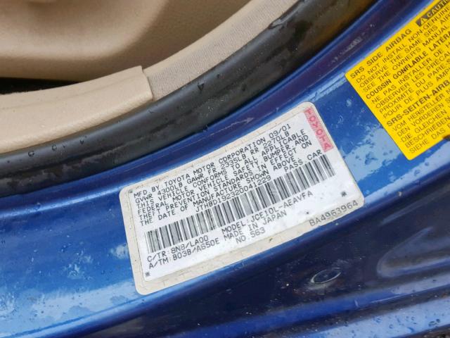 JTHBD192320041229 - 2002 LEXUS IS 300 BLUE photo 10