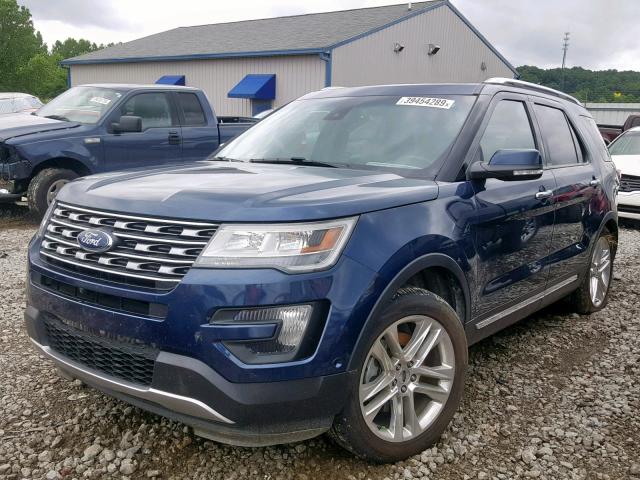 1FM5K8F87GGA43100 - 2016 FORD EXPLORER L BLUE photo 2