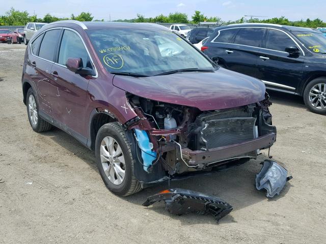 5J6RM4H7XEL055401 - 2014 HONDA CR-V EXL MAROON photo 1