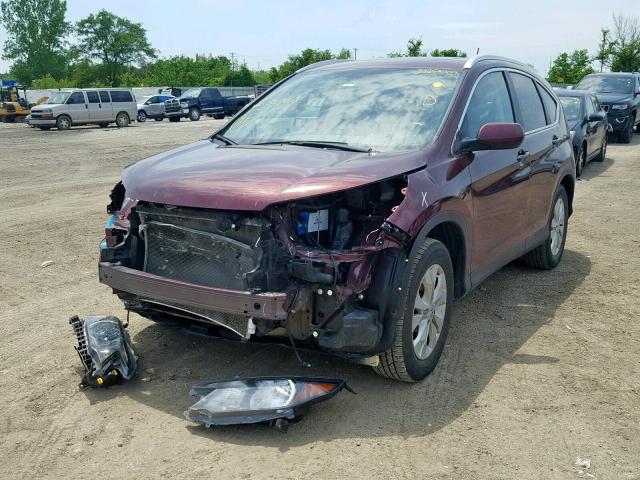 5J6RM4H7XEL055401 - 2014 HONDA CR-V EXL MAROON photo 2